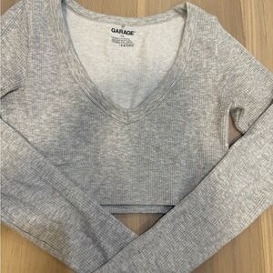 Garage Heather Gray Long Sleeve Crop Top